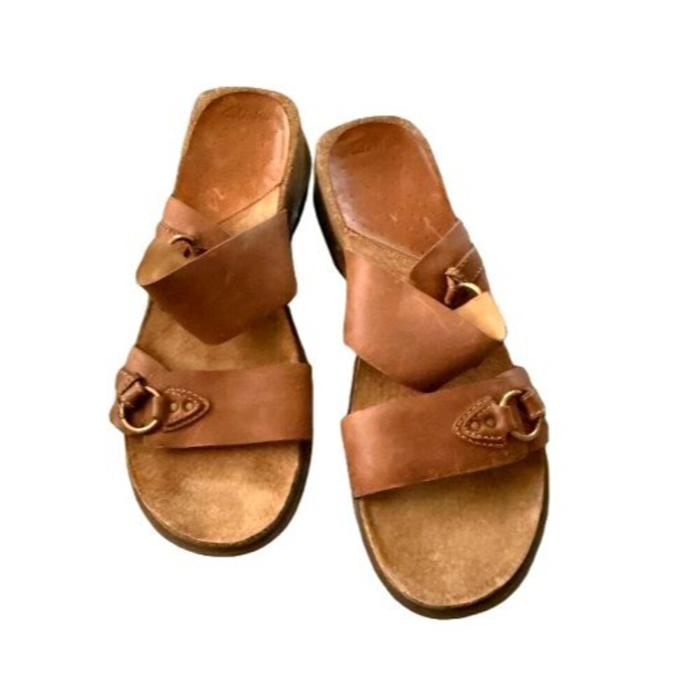 Clark's Brown Leather Strap Slip On Sandals Size 9.5 M